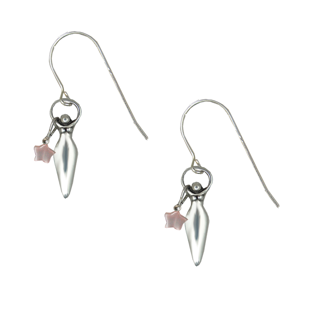 Sterling Silver Little Goddess Drop Dangle Earrings With Pink MOP Star